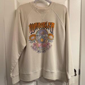 Wrangler Women’s Logo Retro Crewneck Sweatshirt Beige Sun Moon Wind Sz Large NWT